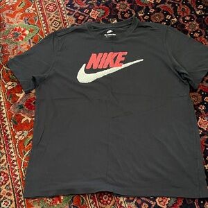 Nike Men's Dark Gray Tee with Red and White Logo